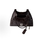 PRADA brand logo lock opening Tote bag, Tote bag, shopping bag, handbag, shoulder bag, medium size for women, dark brown
